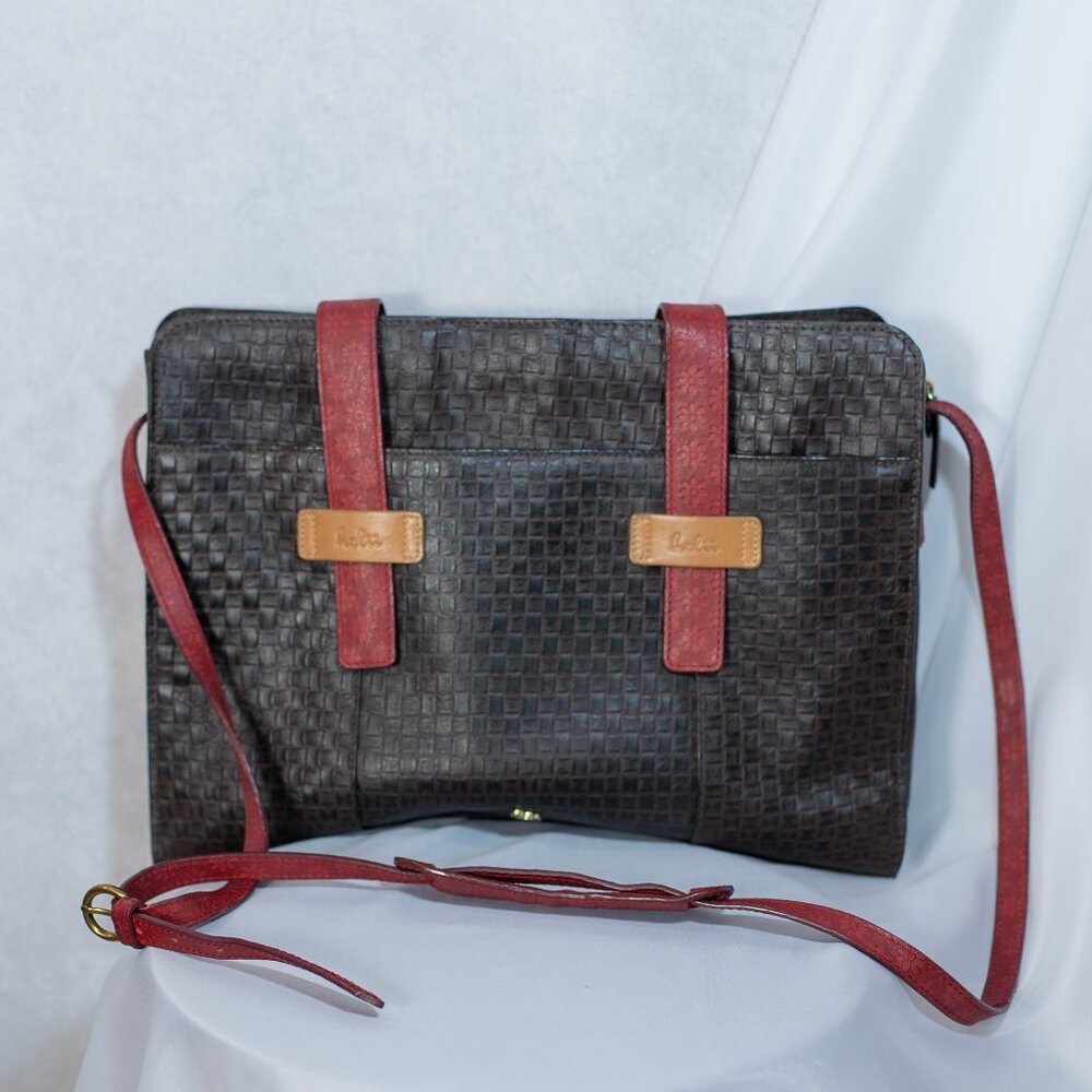Holii Women's Textured Genuine Leather Shoulder Bag Handmade Brown Red Honey